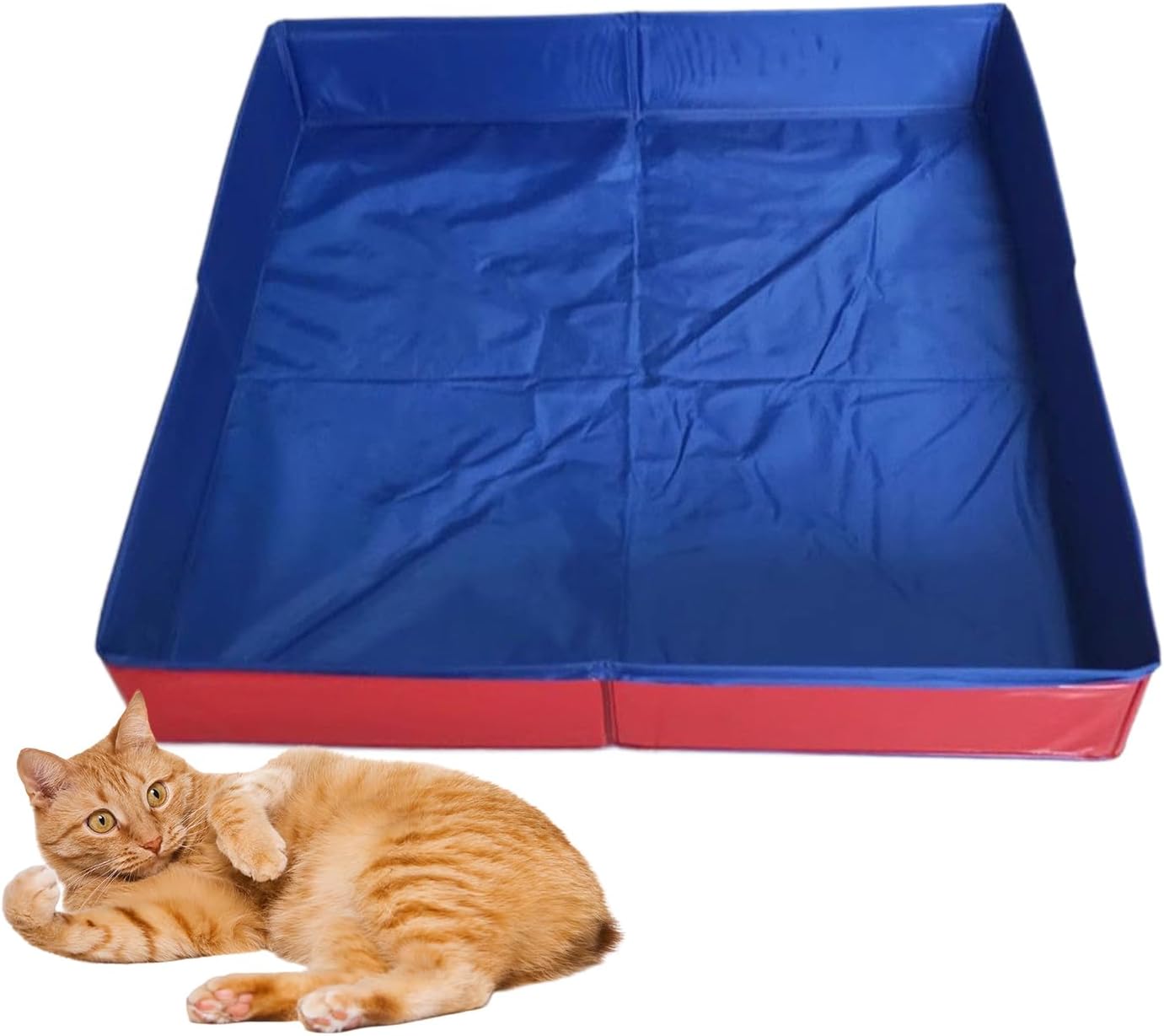 Pet Swimming Pool, Foldable Dog Bath Tub, Square Shaped PVC Pets Tub, Long Tail Keyword, Non-Inflatable Portable Bathing Solution for Cats Puppies and Small Animals Indoor Outdoor