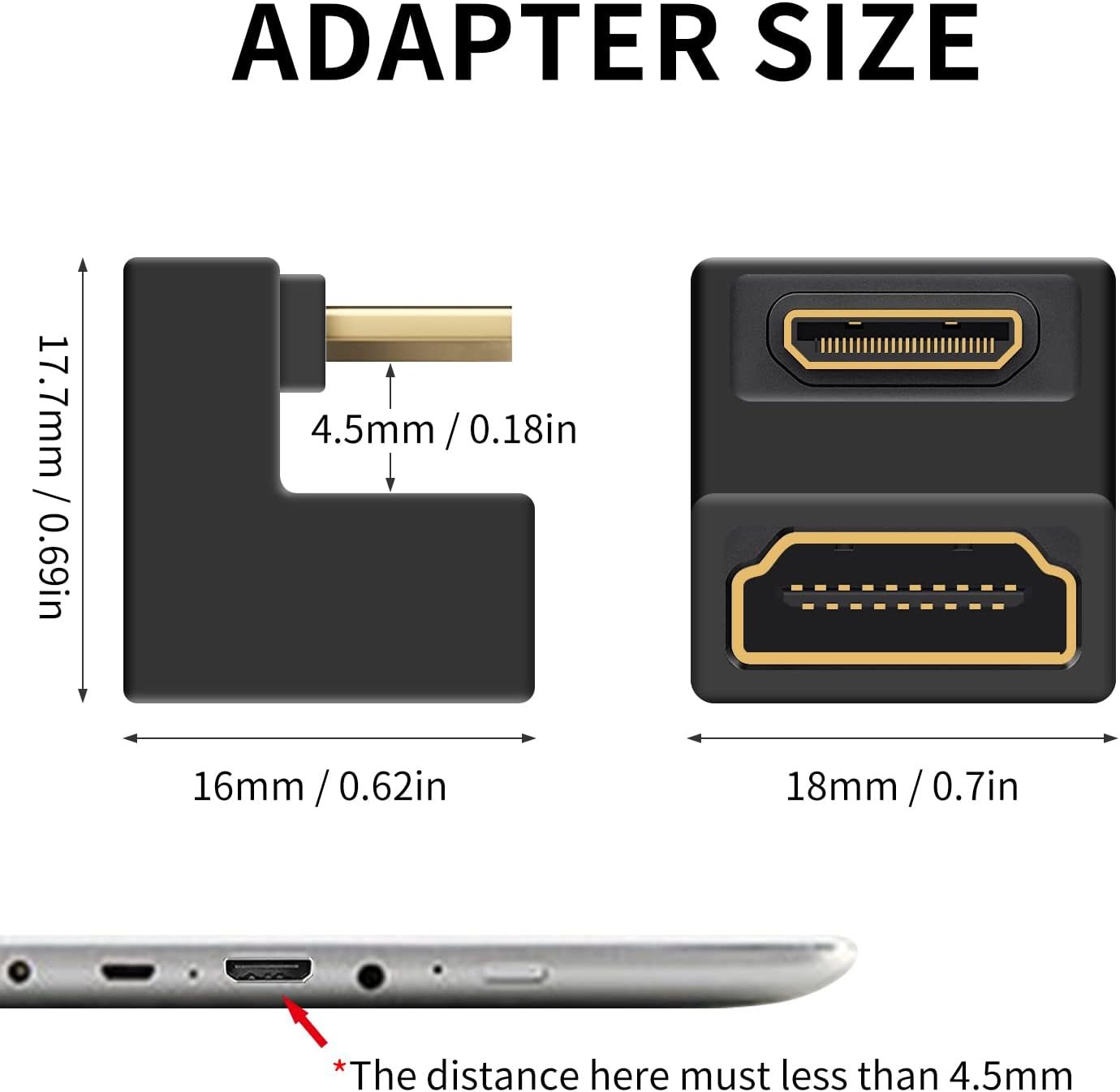 Duttek 180 Degree Mini HDMI to HDMI Adapter 8K, U Shaped HDMI to Mini HDMI Adapter 48Gbps UHD Down Angle Mini HDMI Male to HDMI Female Extender Converter for Cameras, Projectors 1 Pack
