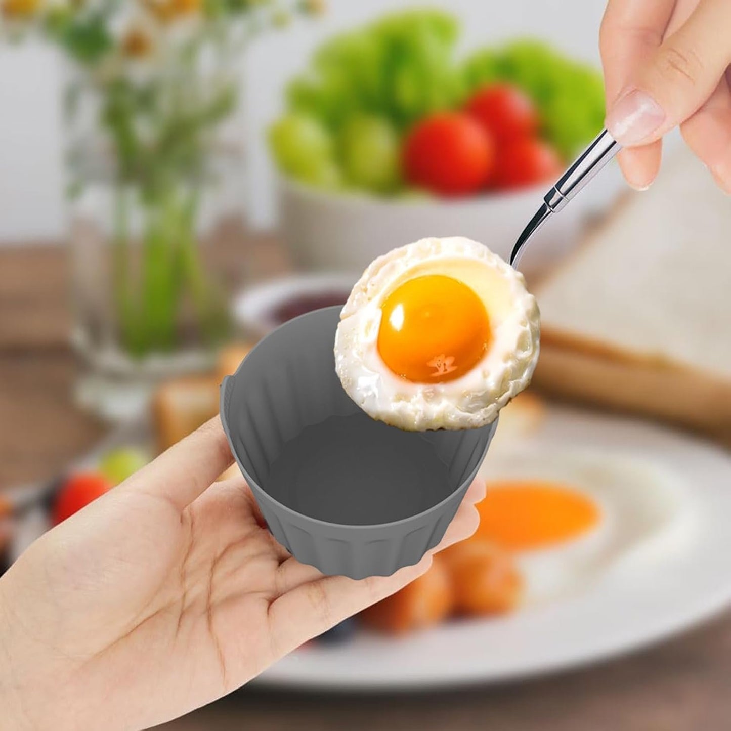 6 Pcs Ramekins for Air Fryer Silicone Large Muffin Cases Nonstick Egg Poacher Silicone Mould Bakeware Easy Release Ramekins Baking Cups for Muffin Cupcakes Eggs Pudding