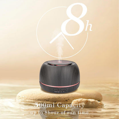 300ml Aroma Essential Oil Diffuser,8 Hours Wood Grain Cool Mist Aromatherapy Diffuser with Remote Control,USB-C Power Cable,Timer, 7 Color Light Changing Air Humidifier for Home,Office
