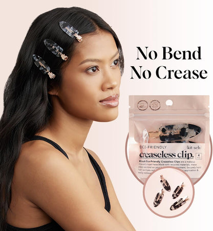 Kitsch Creaseless Hair Pins, No Crease Clips for Makeup and Styling, Stylish Pin Curl Clips, 4pc Set