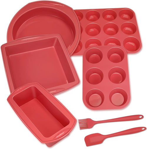 Aschef Silicone Nonstick Baking Pans Mold Tray Supplies Tools Bakeware Set, Food Grade for Muffin Donuts Pizza Tiramisu Cake Pan Cookie Sheets Cookware Set for Oven