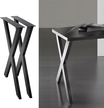 Artiss Table Legs, Set of 2 Metal Dining Coffee Desk Bench Leg Home Office Kitchen Work Furniture, with Feet Pads 200kg Capacity Pre-drilled Holes 71 x 60cm Black