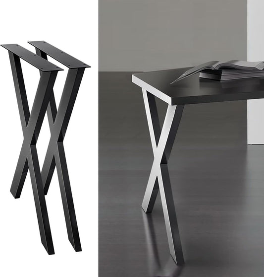 Artiss Table Legs, Set of 2 Metal Dining Coffee Desk Bench Leg Home Office Kitchen Work Furniture, with Feet Pads 200kg Capacity Pre-drilled Holes 71 x 60cm Black