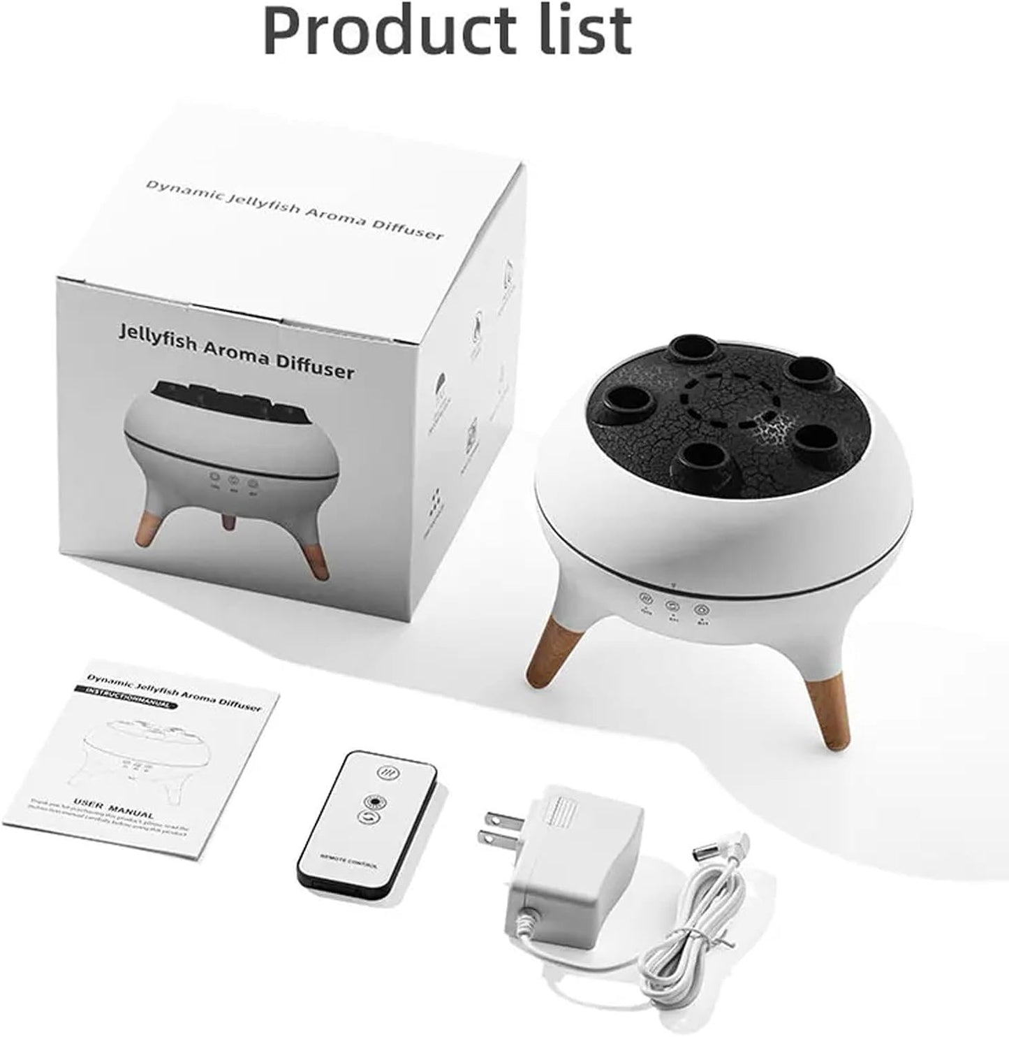 Jellyfel Diffuser, Jellyfel Lamp Diffuser, 2-in-1 Ultrasonic Aromatherapy Diffuser & Jellyfish Mist Humidifier with 7-Color LED Light, Dual Mist Modes, Remote Control & Timer, 250ml Water Tank (White)