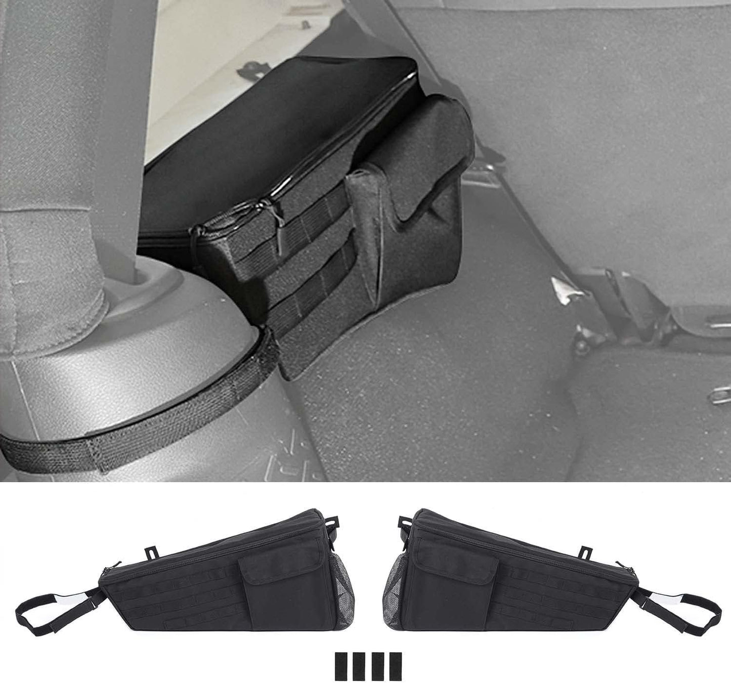 RT-TCZ Rear Trunk Organizer 2PCS,Storage Bag Accessories for Jeep Wrangler JL 2 Door 2018-2023