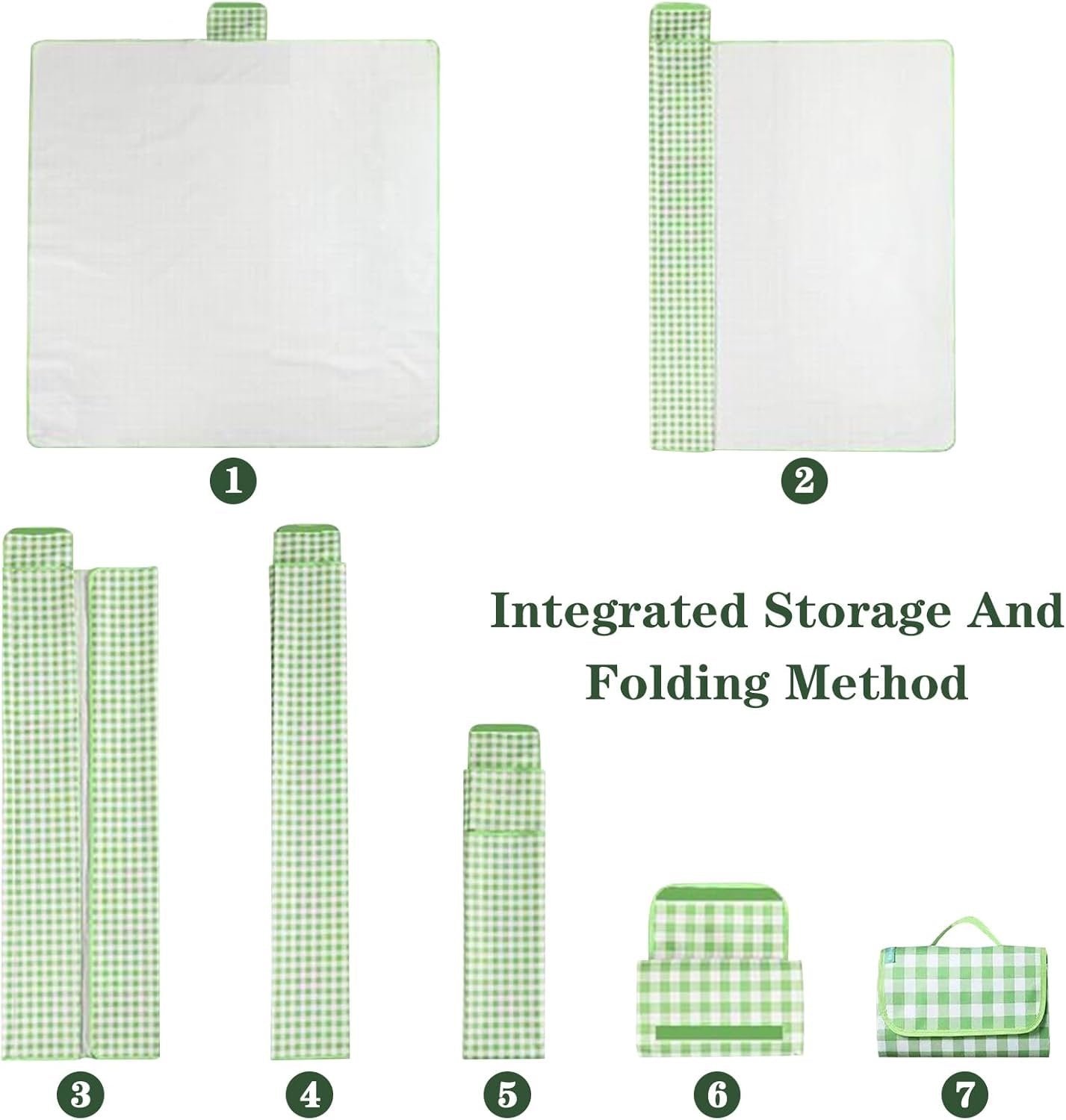 Dafape Picnic Blanket, Large Waterproof Sand-Proof Camping Beach Mat Lightweight Durable and Foldable Suitable for Outdoor Activities Grass Travel Hiking Mat (Green)
