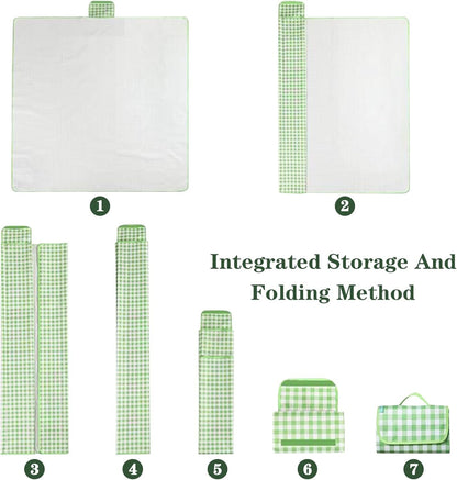Dafape Picnic Blanket, Large Waterproof Sand-Proof Camping Beach Mat Lightweight Durable and Foldable Suitable for Outdoor Activities Grass Travel Hiking Mat (Green)