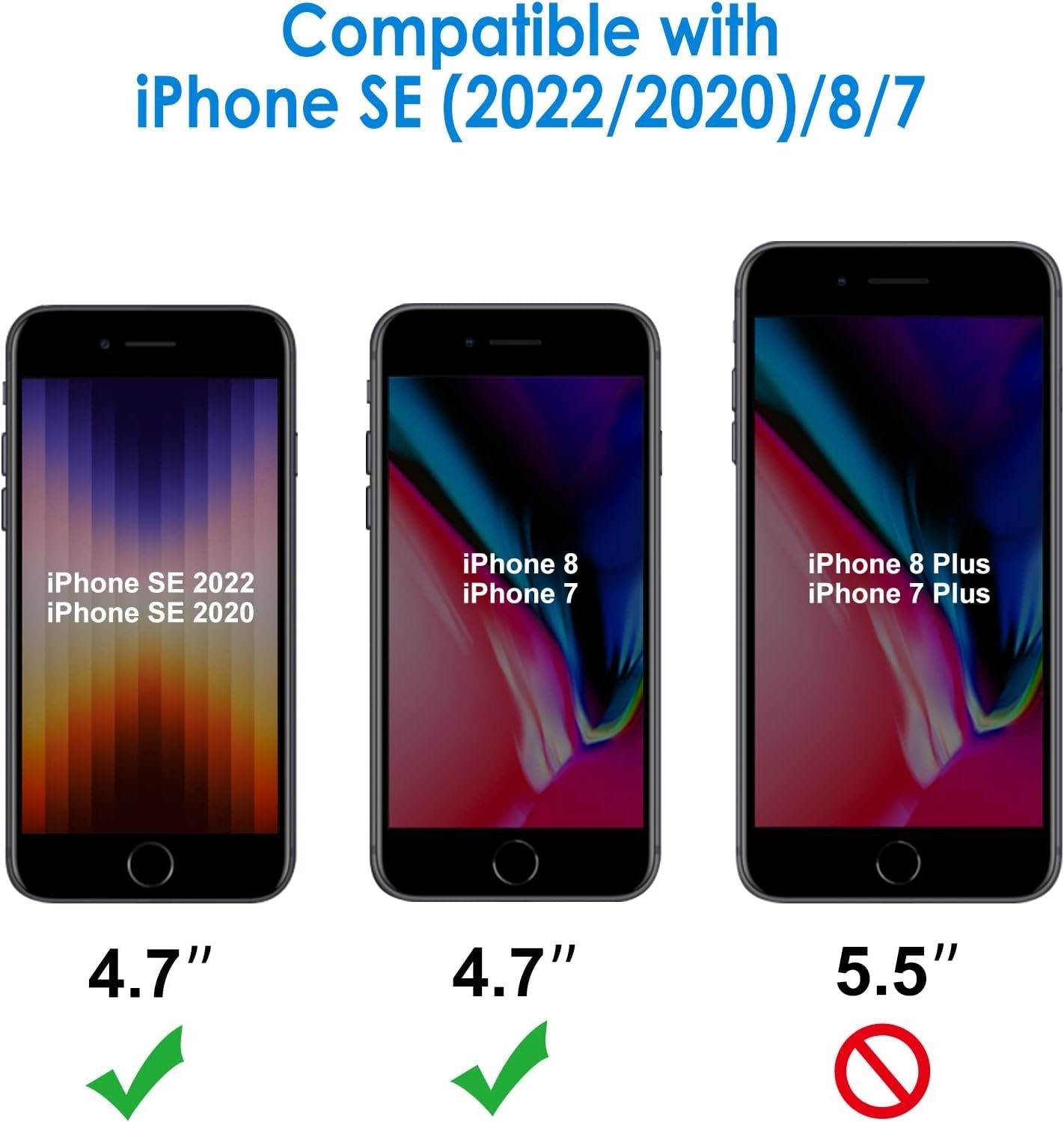 JETech Privacy Screen Protector for iPhone SE 3/2 (2022/2020 Edition), iPhone 8 and iPhone 7, Anti-Spy Tempered Glass Film, 2-Pack