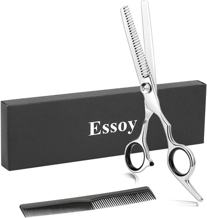 ESSOY Professional Thinning Shears Hair Cutting Teeth Scissors(6.7-Inches),Stainless Steel Haircut Scissor with Fine Adjustment Screw for Home Salon,Barber Hairdressing Scissor for Women Men Kids