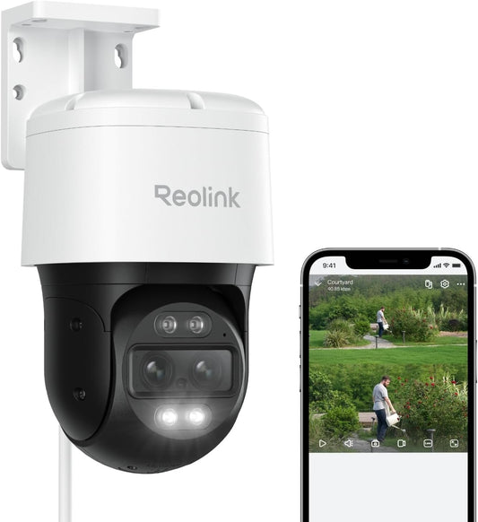 REOLINK 4K PTZ Security Camera System, IP PoE 360 Camera with Dual-Lens, Auto 6X Hybrid Zoomed Tracking, 355 Pan & 90 Tilt, Outdoor Surveillance, AI Detection, Trackmix PoE