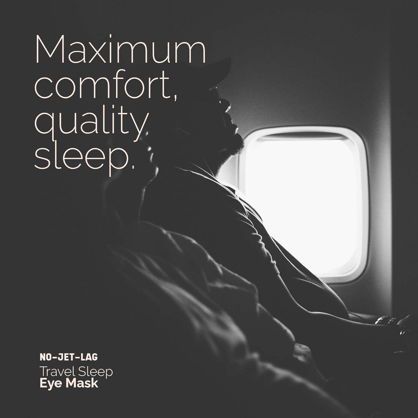 No Jet Lag Comfort Travel Eye Mask with Adjustable Straps, Padded Soft, Navy, Travel Essential, Blocks light, Improves Sleep Quality. Sleep Aid, For Men, Women, Kids