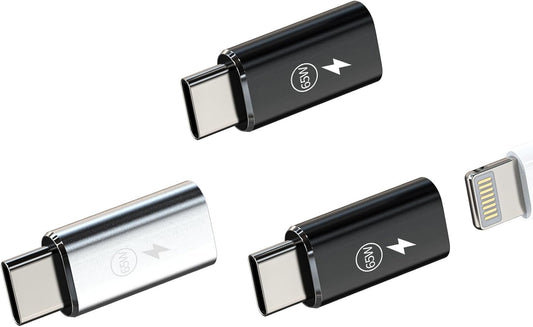 65W Lightning to USB C Charging cable Adapter(3 pack)lighting Female to Type C Male Charger Cable Port Connector for iPhone 16 for Apple Power Adaptor Mobile for iPad Compatible with Samsung Converter