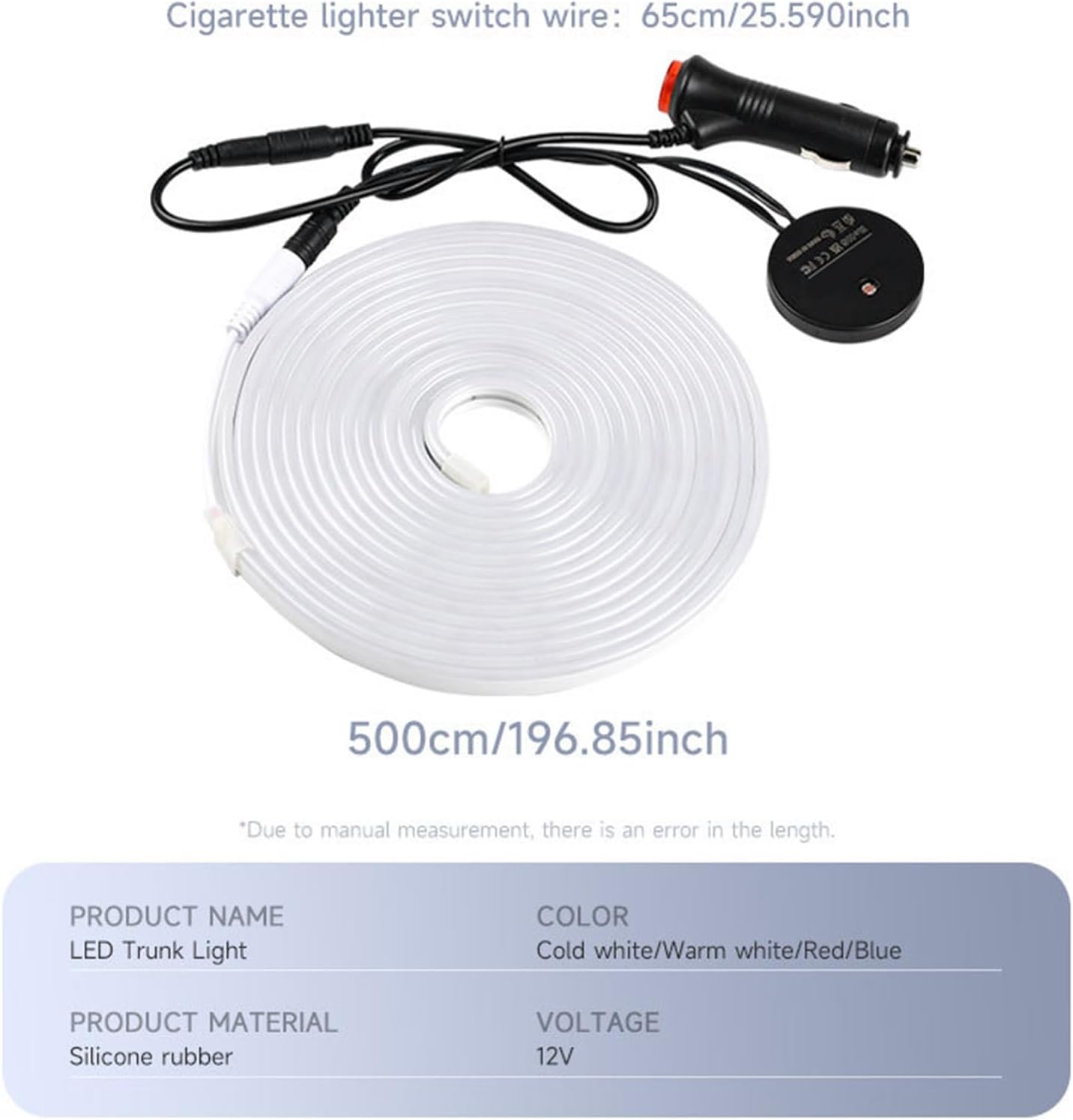 Led Trunk Strip Light, Light-Sensing Auto Interior Lamp, Easy Install Flexible Lighting Bar for Car Truck Rv Rear Cargo Area, Bright White Illumination, 1 Piece