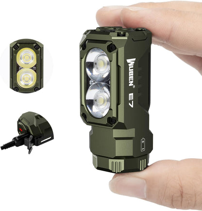 LED Torch Rechargeable Flashlight，WUBEN E7 1800 Lumens Super Bright Torches,Powerful Handheld Torches; IP68 EDC Flash Light for Headlamp Use, Rescue, Camping(Green)