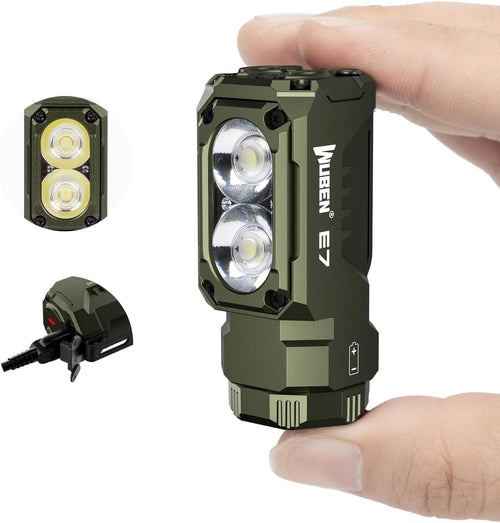 LED Torch Rechargeable Flashlight，WUBEN E7 1800 Lumens Super Bright Torches,Powerful Handheld Torches; IP68 EDC Flash Light for Headlamp Use, Rescue, Camping(Green)