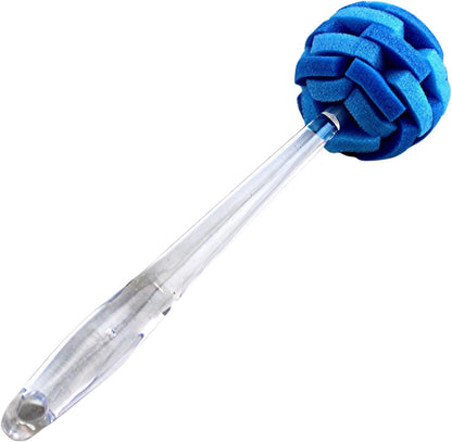 Soft Touch Kitchen Glassware Multi-Purpose Sponge Puff Dish Brush 11.5" with Clear and Comfortable Ergonomic Handle (1)