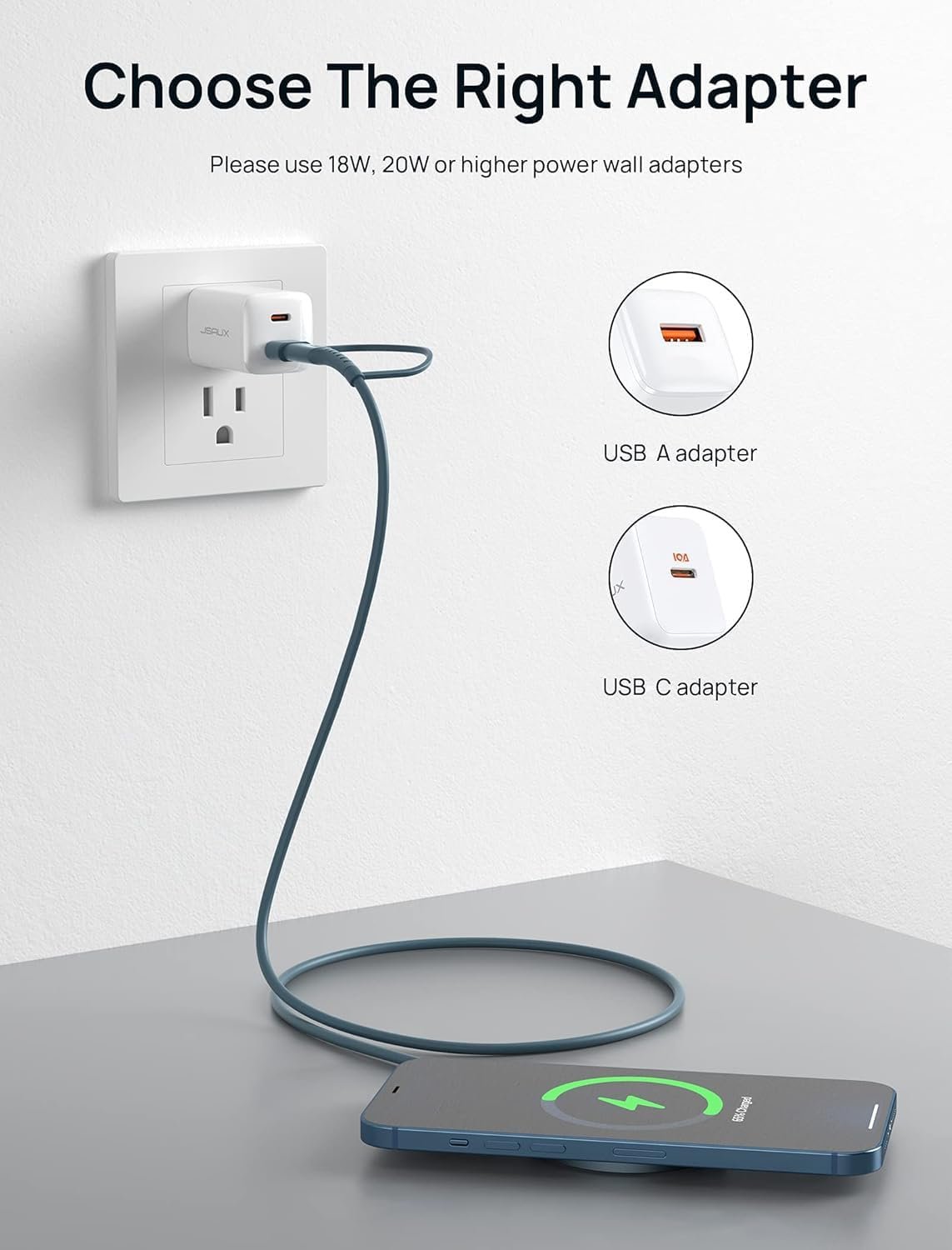 JSAUX Magnetic Wireless Charger Compatible with MagSafe Charger, 15W Fast Charging Wireless Phone Charger Pad, 7.5W Max for iPhone 16 Pro/Max/Plus, 15/14/13/12 Pro/Max/Mini, Magsafe Case and More-Blue