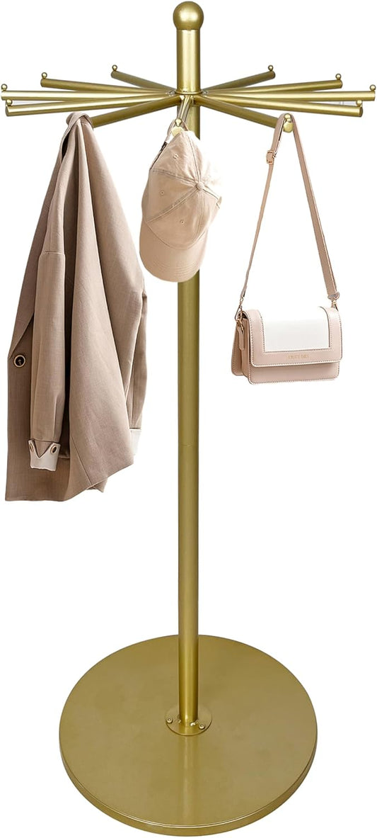 360-Degree Rotating Stand With 12 Arms（100lb Capacity） Storage for Scarves, Bags, Shawl, Etc | Heavy-Duty Metal Rack for Retail Stores, Boutiques & Home Organization