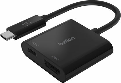 Belkin AVC002btBK USB-C to HDMI Adapter + Charge (Supports 4K UHD Video, Passthrough Power up to 60W for Connected Devices) MacBook Pro HDMI Adapter
