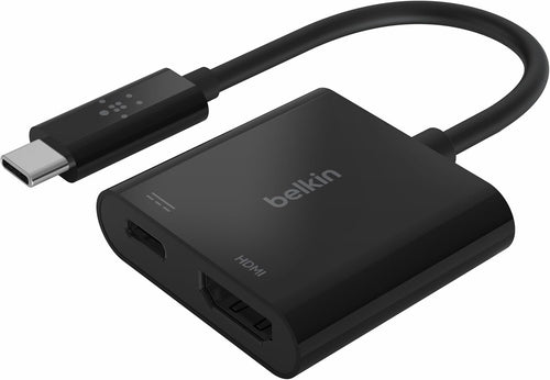 Belkin AVC002btBK USB-C to HDMI Adapter + Charge (Supports 4K UHD Video, Passthrough Power up to 60W for Connected Devices) MacBook Pro HDMI Adapter