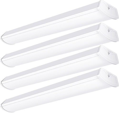 FAITHSAIL Linkable 4FT LED Wraparound Light 40W Flush Mount Garage Shop Lights, 4400lm, 4000K, 4 Foot Linear Wrap Ceiling Lighting Fixture for Workshop Office Kitchen, Fluorescent Replacement, 4 Pack