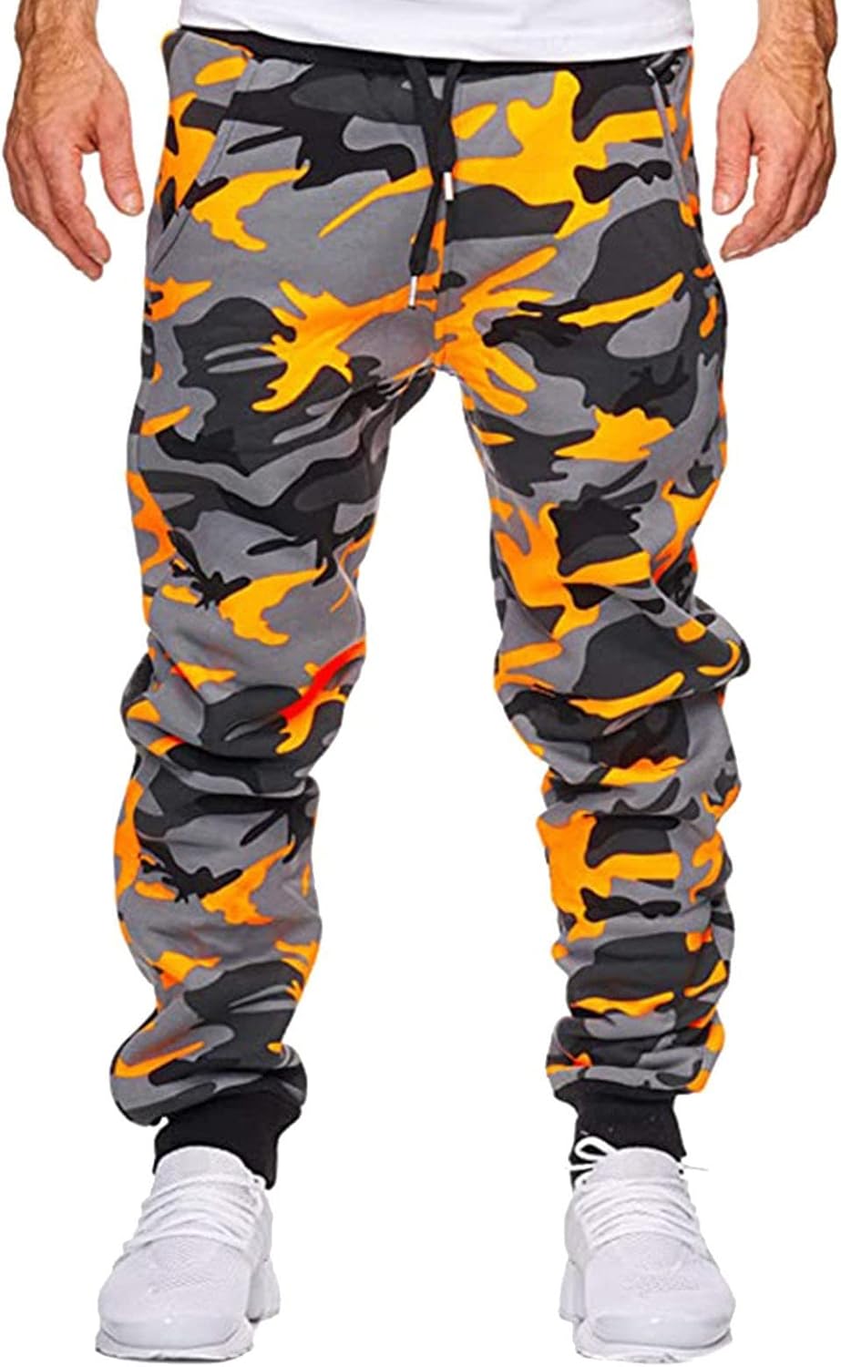 Tech Pant Pantaloni Fitness Casual Shot Uomo Sport Camouflage Jogging Stampa Pantaloni Uomo Pantaloni Running Pant, Arancione, L