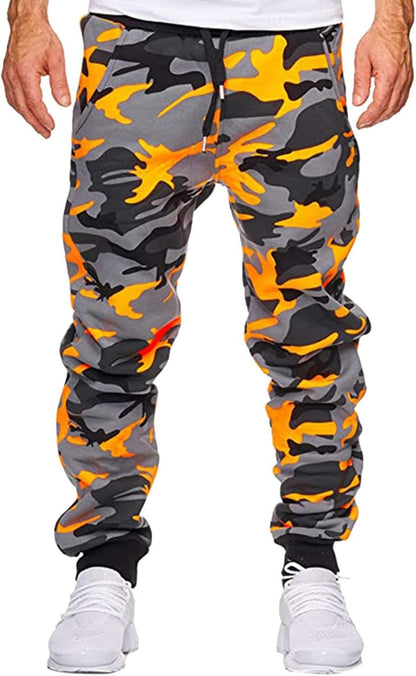Tech Pant Pantaloni Fitness Casual Shot Uomo Sport Camouflage Jogging Stampa Pantaloni Uomo Pantaloni Running Pant, Arancione, XL