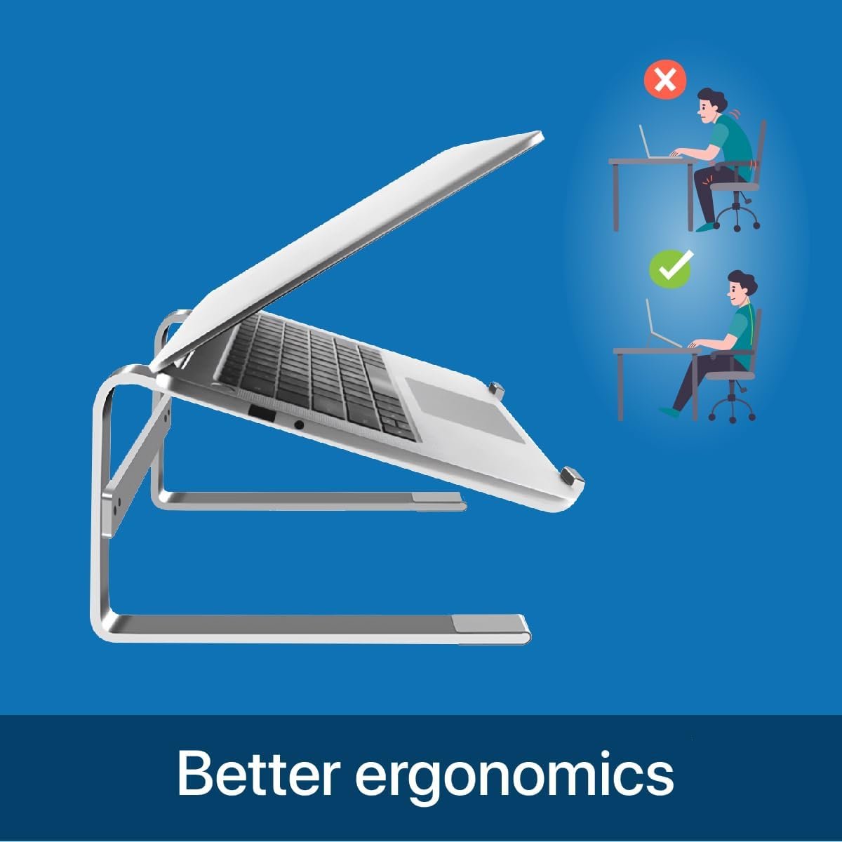 MMOBIEL Laptop Stand Tall - Riser 10 to 18 inches - Ventilated Laptop Holder Universal - Stand for Desk Compatible with MacBook, Notebook, ASUS and More - Incl. Tools - Aluminum