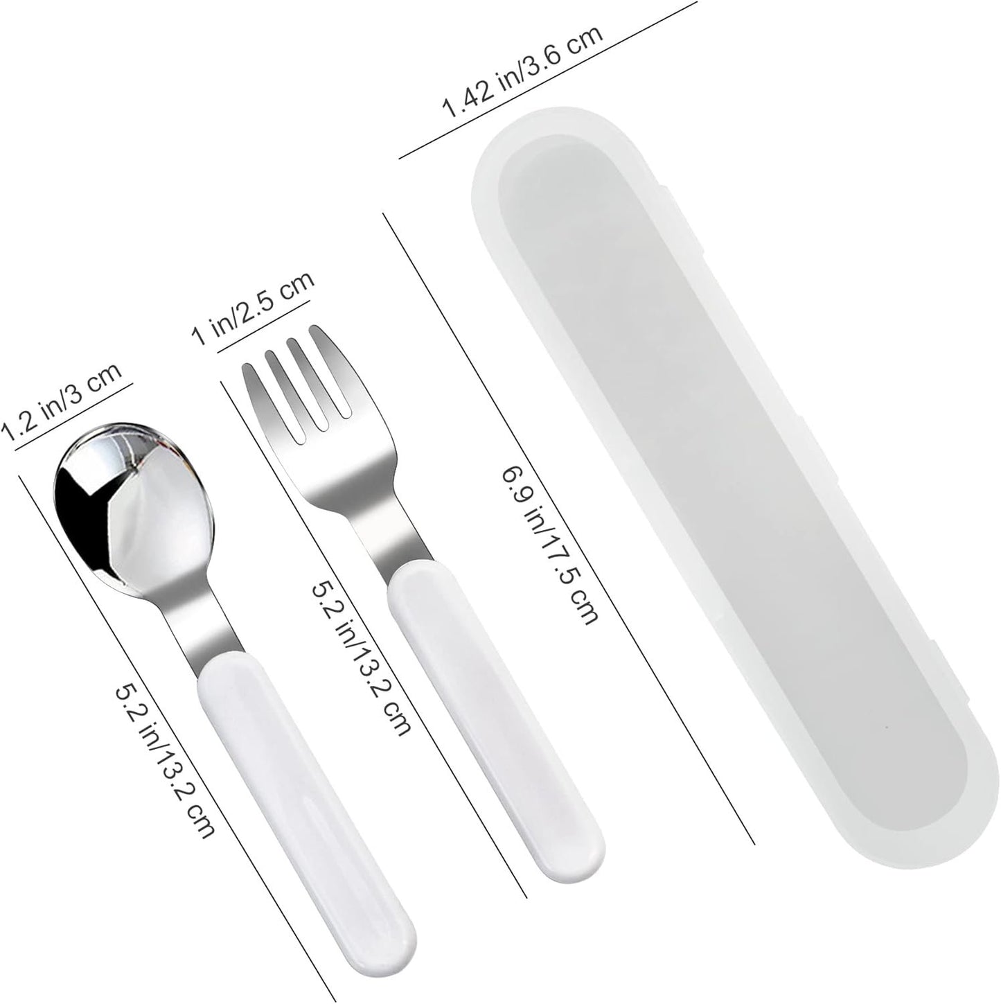 VANRA 2-Piece Children Fork and Spoon Set 18/10 Stainless Steel Child Flatware Set Kids Utensils Set with Case for Lunch Box