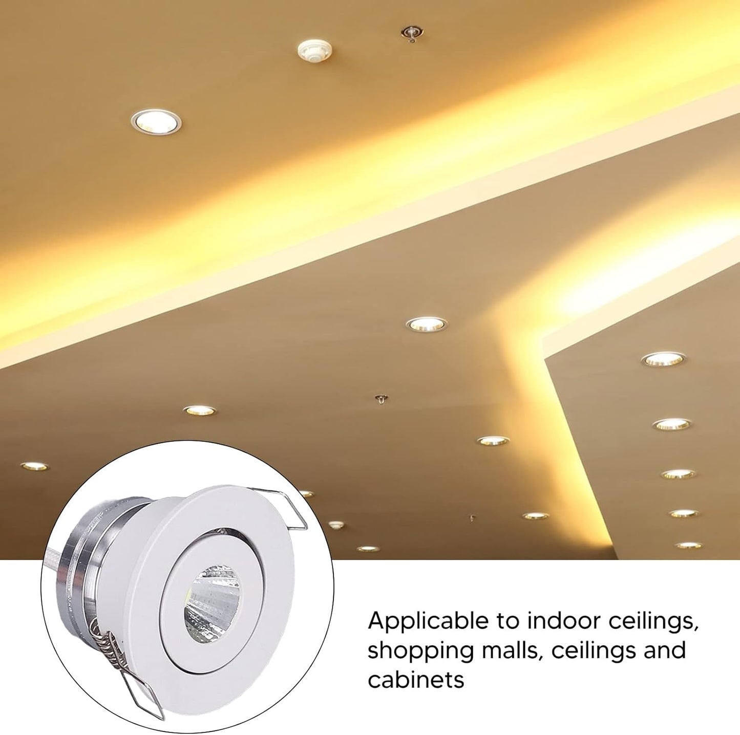 QANYEGN Aluminium Recessed Ceiling Light, Tunable Angled Ceiling Recessed Light, Ceilings Recessed Led Lights, Recessed Ceiling Indoor Lights for Lighting Dimmable (Warm White Light 3000K)