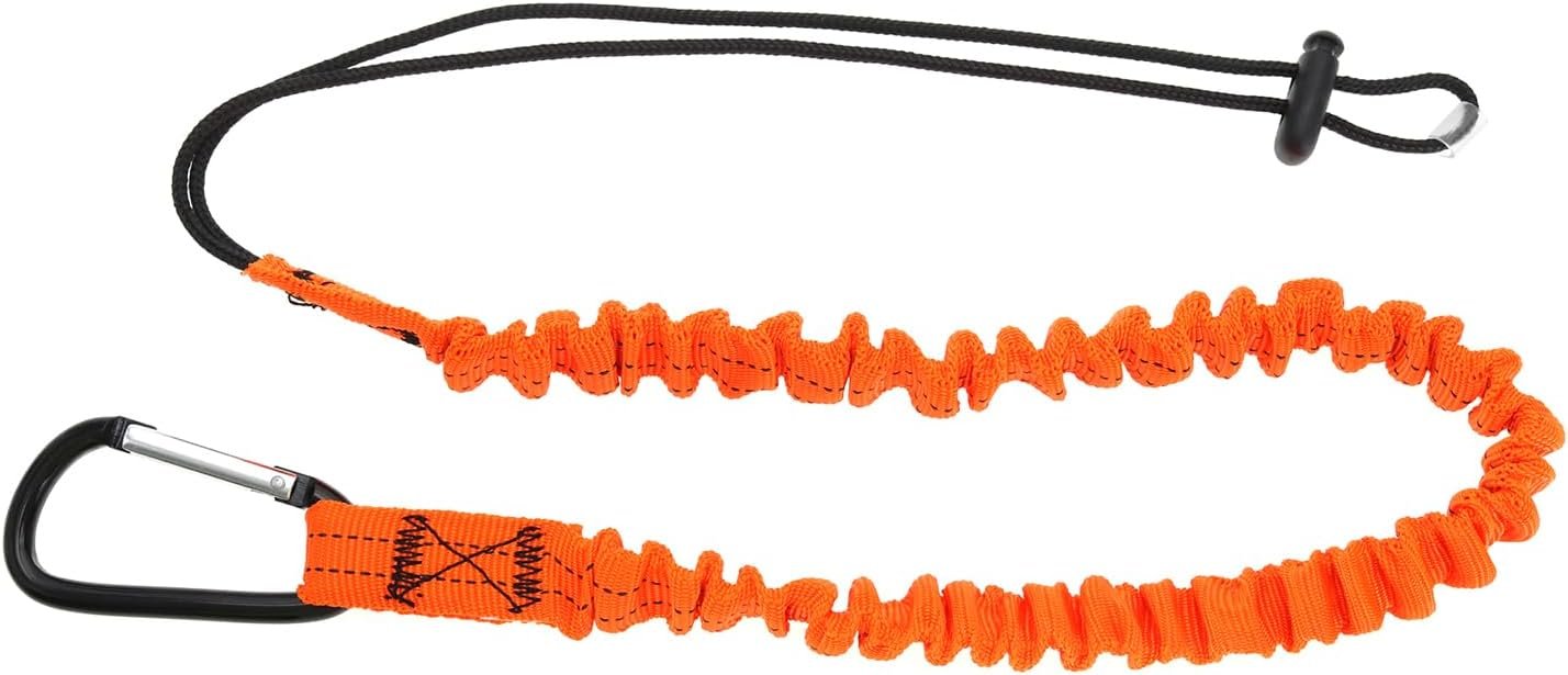 OTOTEC 3pcs Tool Safety Rope Work-at-Height Hardware Tool Spanner Rope Retractable Elastic Rope With Carabiner and Adjustable Loop End Tool Fall Arrest Safety Rope