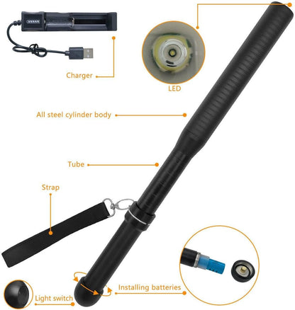 Ultra Bright 2200000LM LED Security Stick Torch Rechargeable Tactical Flashlight