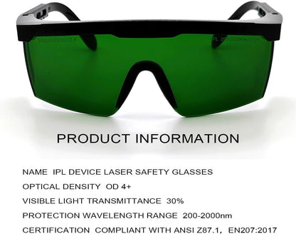 FreeMascot IPL 200nm-2000nm Laser Safety Glasses for Laser Hair Removal Treatment and Laser Cosmetology Operator Eye Protection with Case (Green)
