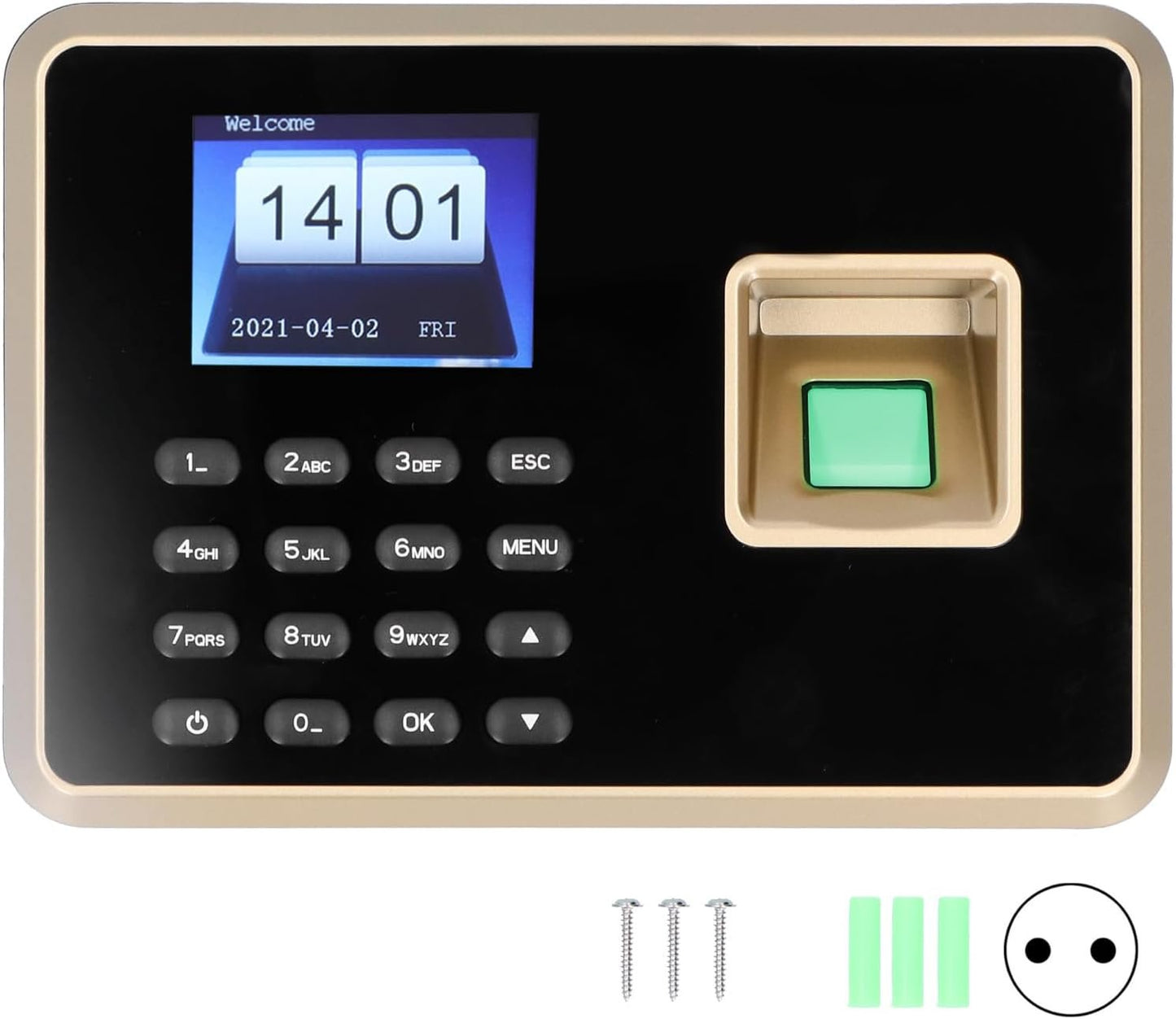 Tbest Smart Security 2.4In Assistenza Hine Impronta Digitale RIC Tft Color SNS Software e U Disk Nload Orologio da tempo 00-240Vnero Oro Spina Americana Atten (Colore Nero e