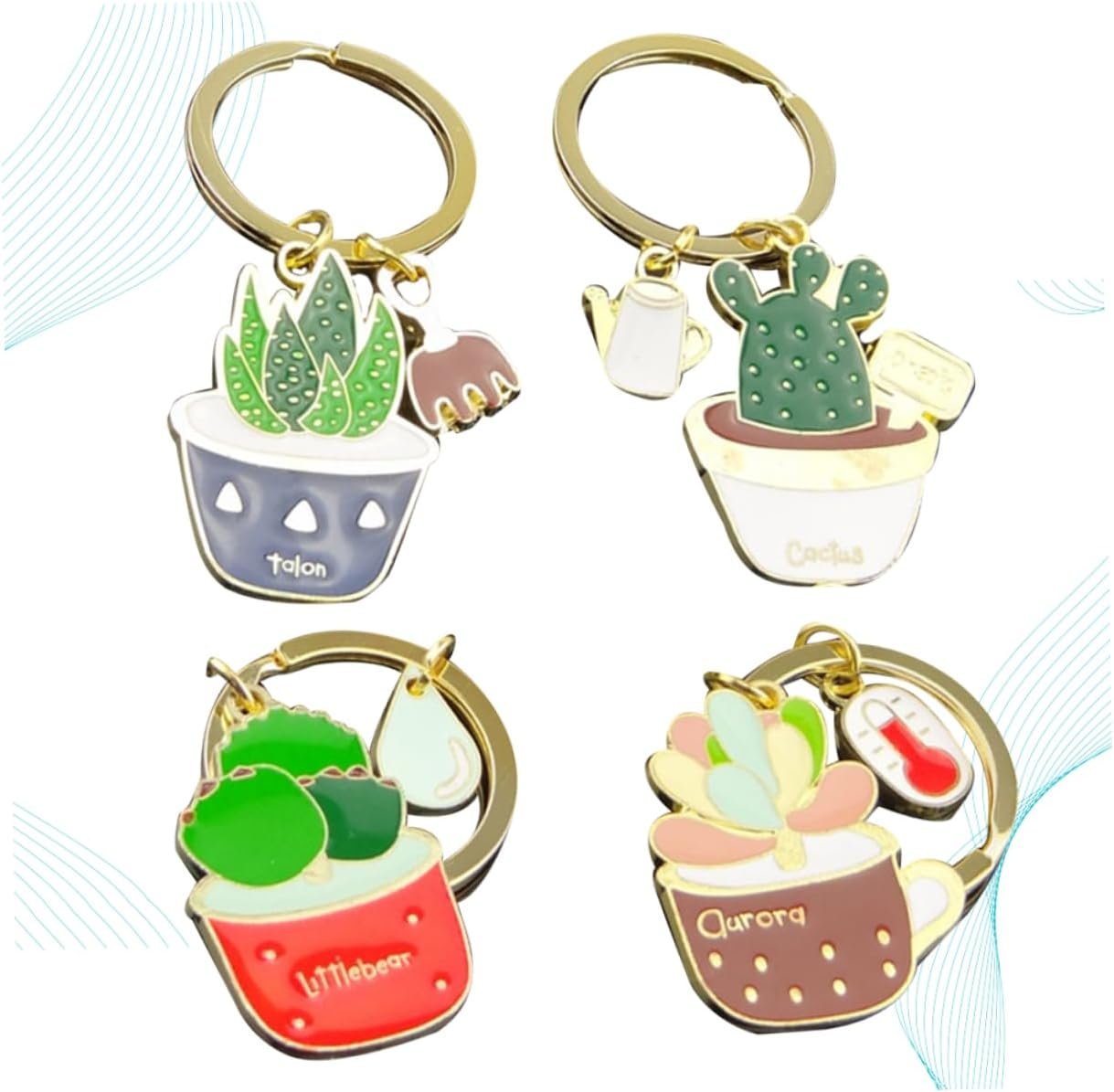 BESTYASH 4 Pz accessori chiave ricompensa portachiavi divertente portachiavi con ciondolo portachiavi cactus portachiavi a premi gadget casa oggettistica casa laccetto portachiavi