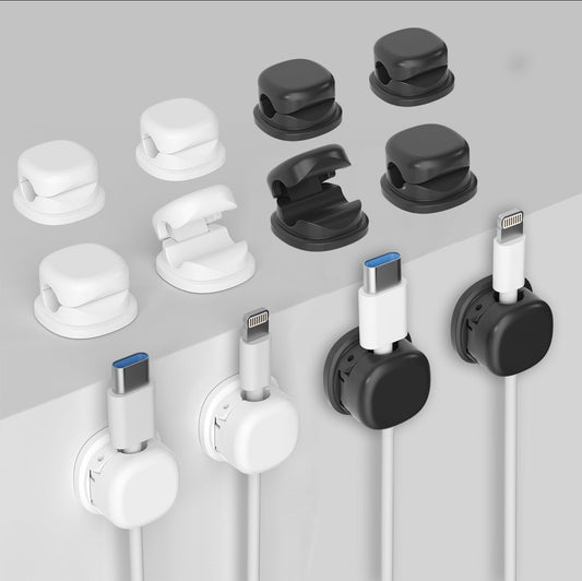 Adinomiency Cable Clips - 12 Pack Cable Management Clips, Cord Organizer for Desk, Car & Home | Wire Holder, Cable Organizer for Office Supplies, Desk Accessories & Storage (6 Black + 6 White)