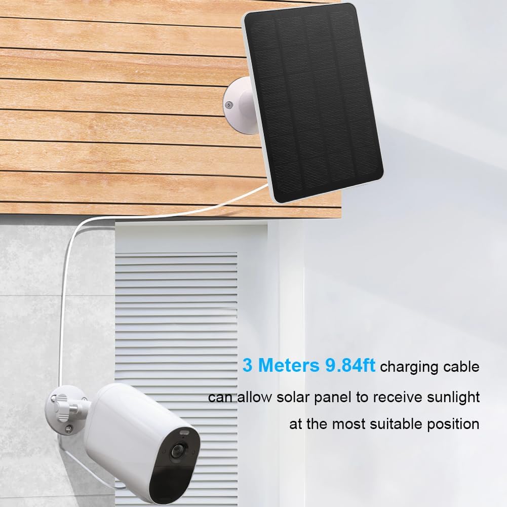 AZURAOKEY Solar Panel Charger Compatible with Arlo Essential Spotlight/XL Spotlight, 4W/6W Arlo Essential Solar Panel Charger, Waterproof with 9.8ft Micro USB Cable & Wall Mount
