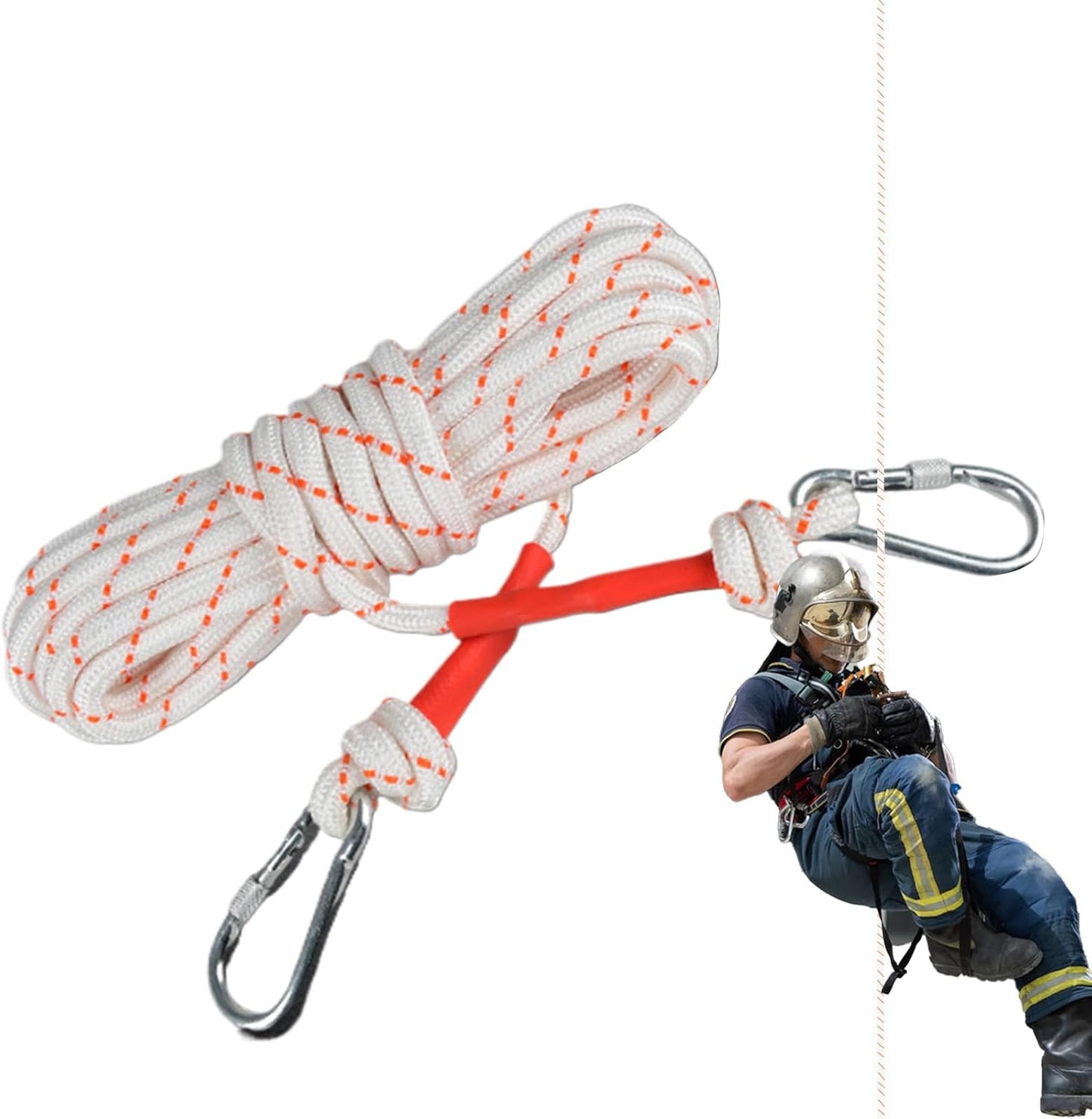 Escape Safety Rope, Steel Wire Core Climbing Cord, Double Hook Design, Portable Rescue Tool, Ideale per Hiking, Campeggio, Costruzione, Outdoor Adventures, Mountaineering, 0,47 inch