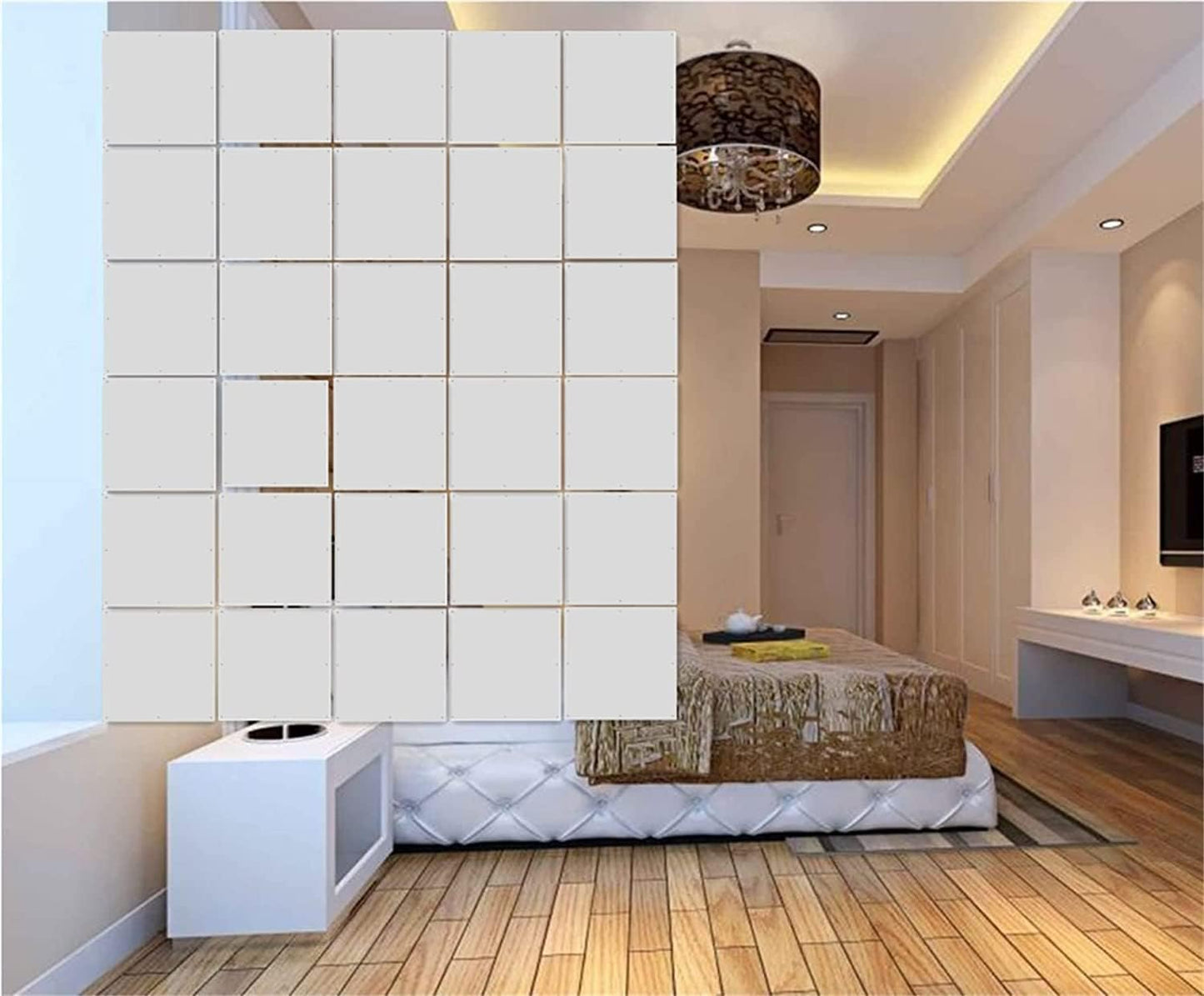 Set of 12 White Hanging Dividers for DIY Room Dividers Room Decoration with All Accessories, 29 x 29 cm (M2)