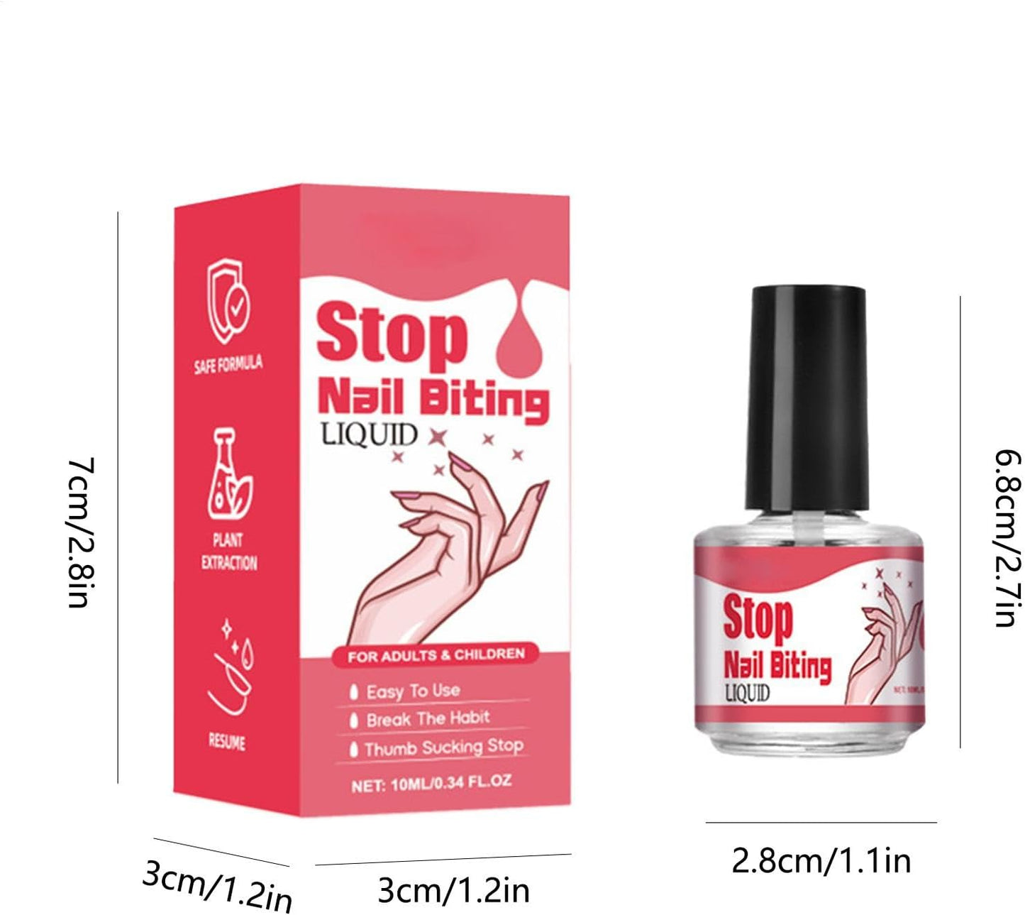 Anti Nail Biting Polish For Kids Adults, 10ML Nail Biting Treatments, Anti Bite Nail Polish, Thumb Sucking Stop, Bitter Taste, Safe Effective, Non-Glossy Invisible Coating for Nail Care