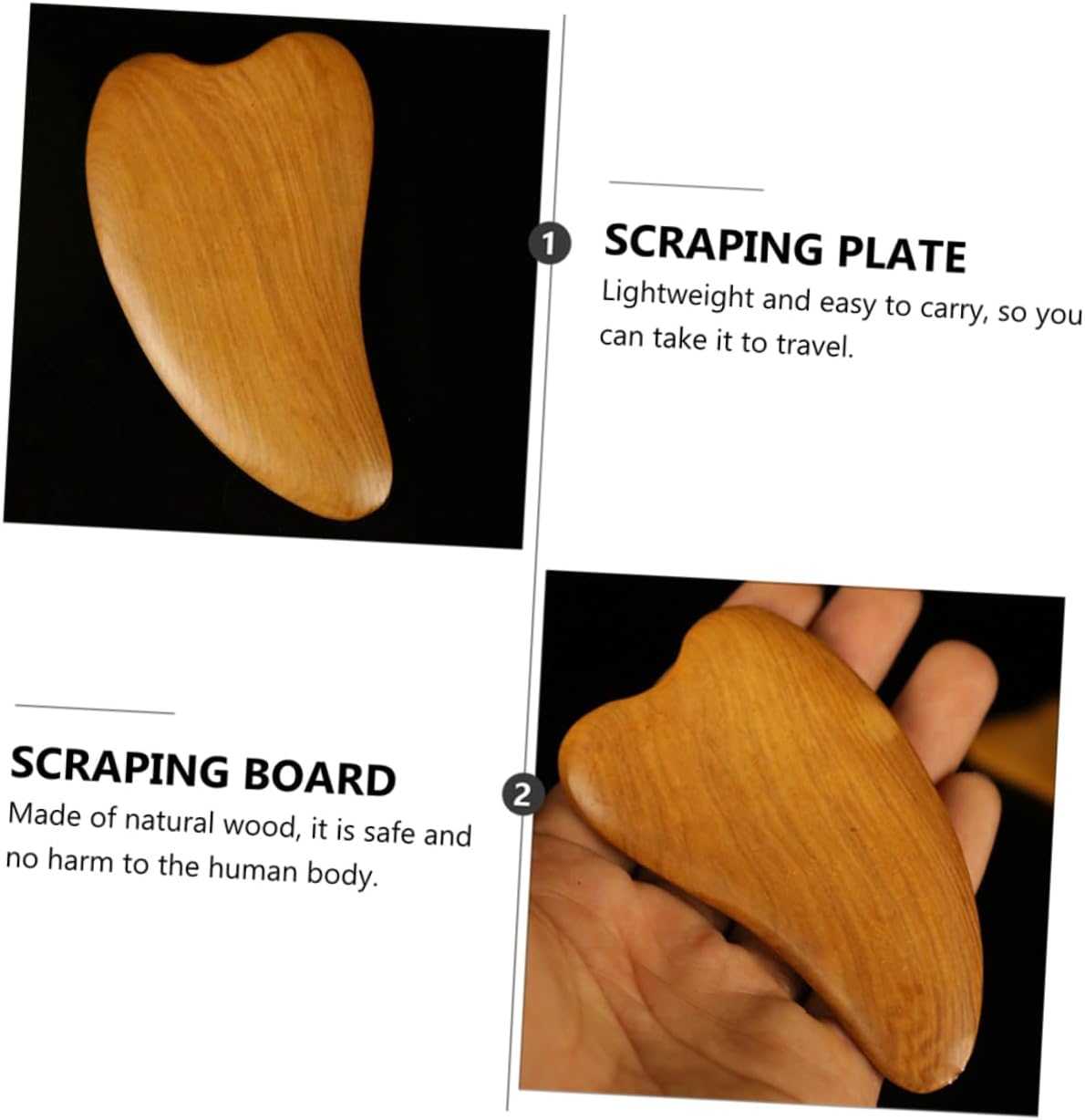 GOOHOCHY 3sets Wooden Scraping Massage Tool Natural Meridians Therapy Scraper for Facial Care Relax Muscles Enhance Skin Elasticity for Daily Use 4pcs*3
