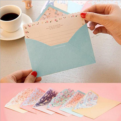 32 Cute Lovely Kawaii Special Design Writing Stationery Paper+16 Envelope 3.45 x5.4 Inch +1 Seal Sticker(Flower)