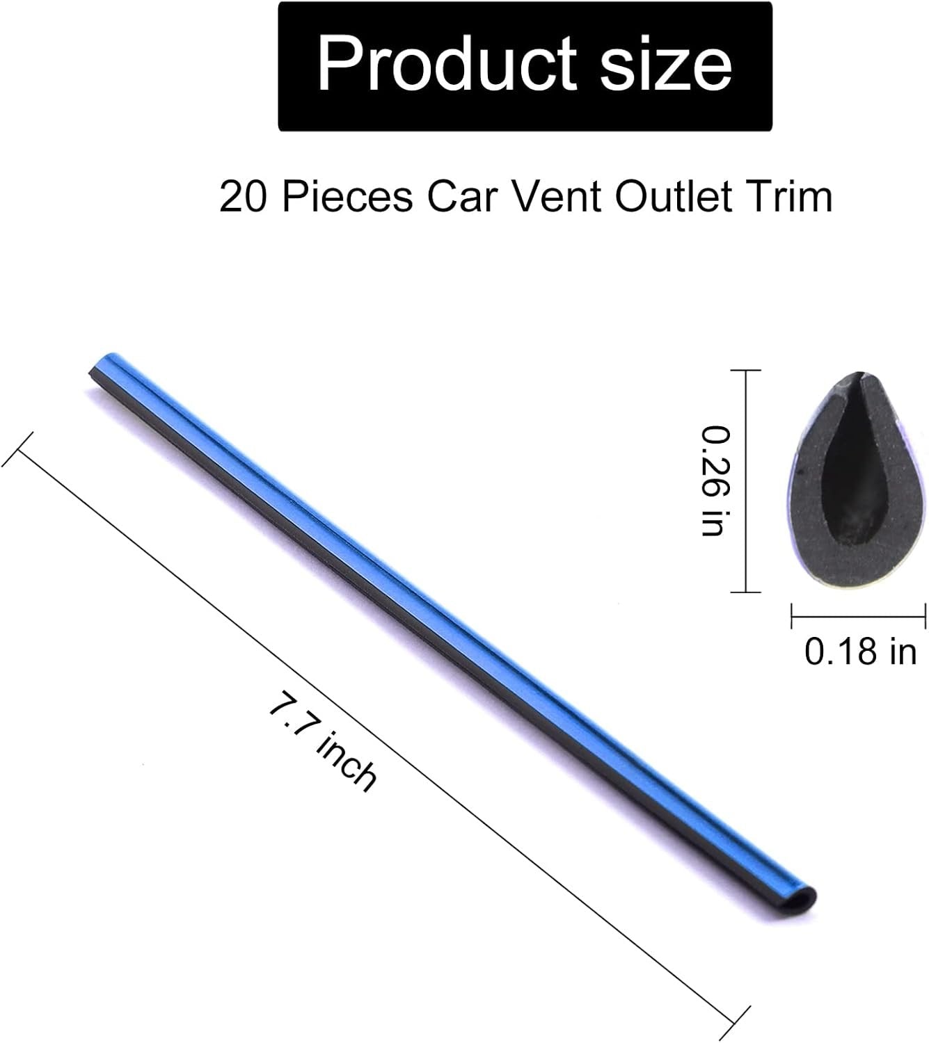 LivTee 20 Pieces Car Air Conditioner Decoration Strip, Universal Waterproof Bendable Air Vent Outlet Trim Decoration, Car Interior Accessories (Blue)