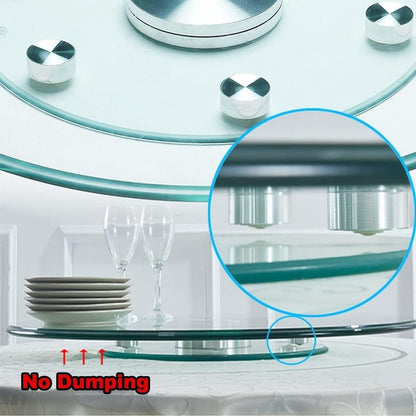 Tempered Glass Lazy Susan 24in-40in Heavy Duty Turntable Round Dining Table Swivel Large Tabletop Serving Plate with Auxiliary Wheels Tabletop Rotating Tray(80cm/31inch)