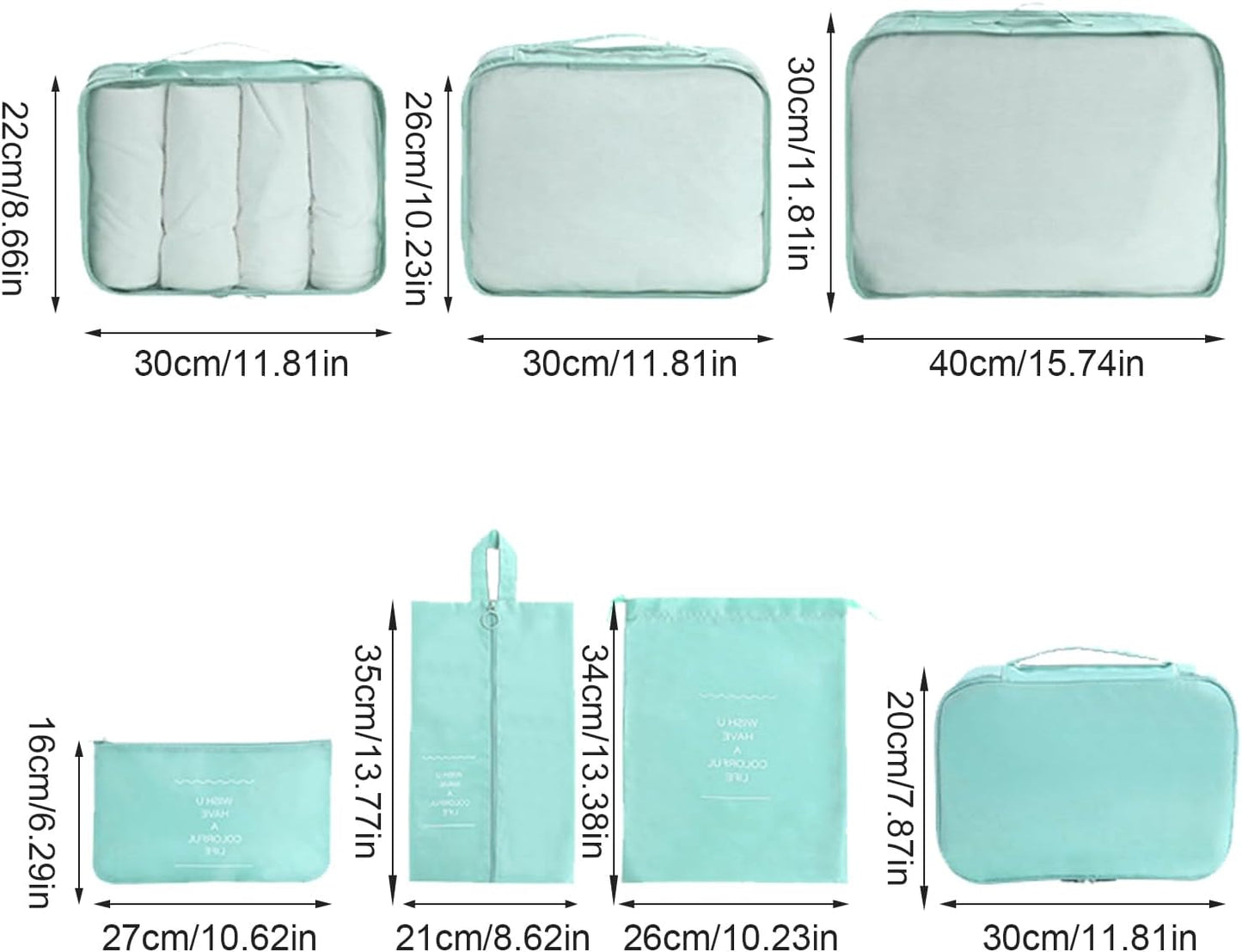 Travel Storage Bag, Suitcase Organizer Set, Seven-Piece Packing Cubes, Lightweight Durable Design, Space-Saving Luggage Holder, Efficient Travel and Outdoor Accessory