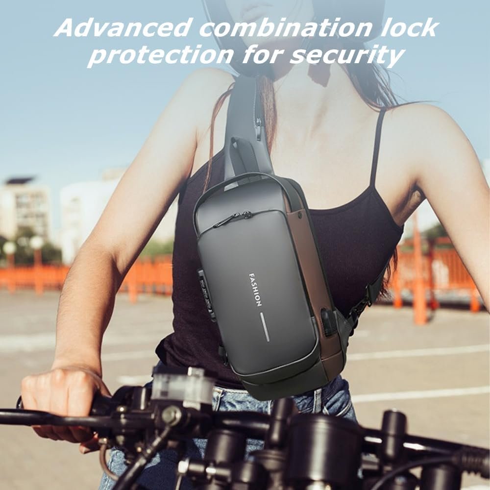 USB Charging Crossbody Bag with Durable Material, Anti Theft Lightweight Shoulder Backpack, Portable Shoulder Sling Bag, Adjustable Sling Tactical Bag for Outdoor Hiking Walking Biking Travel Cycling