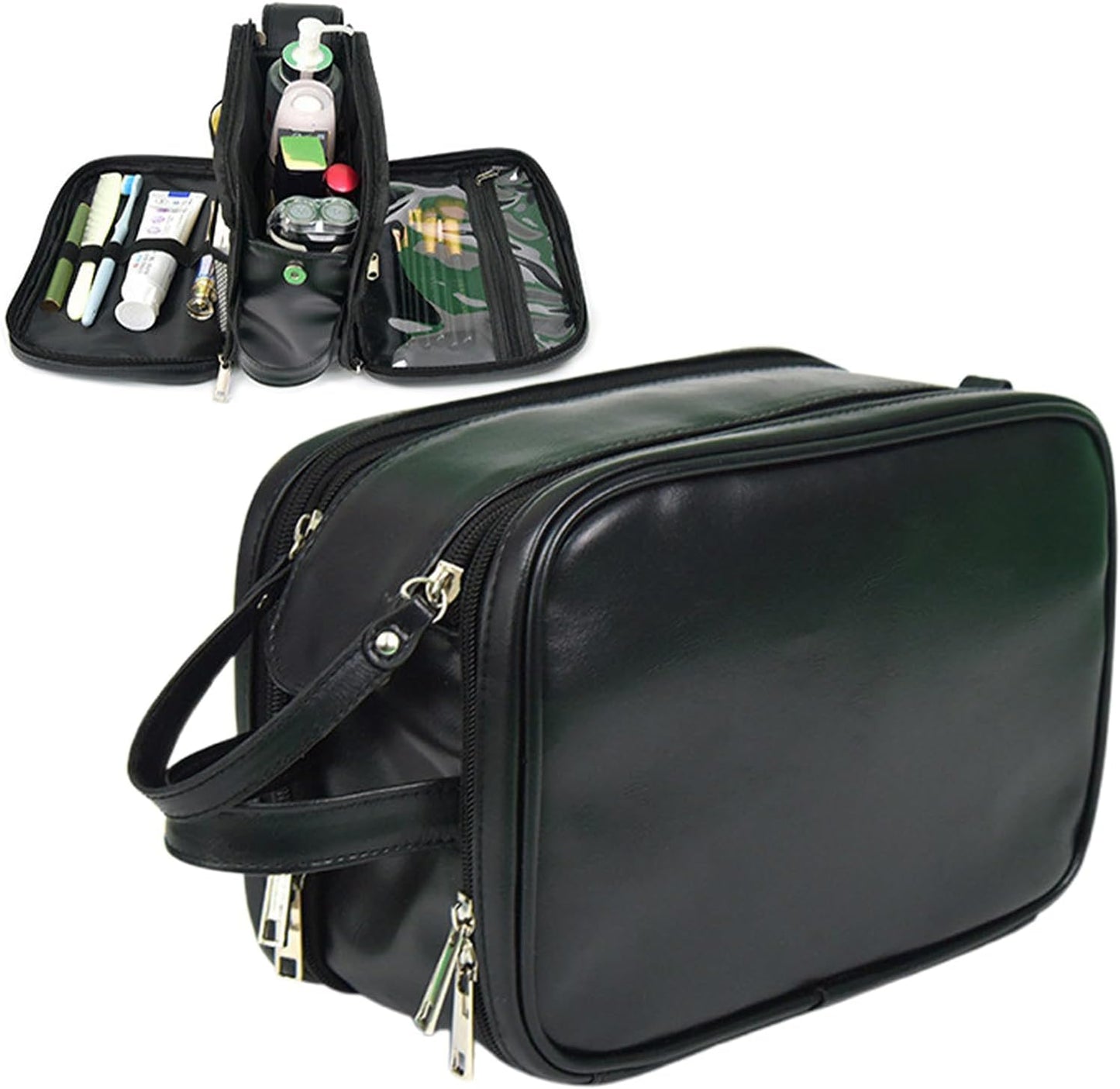 Toiletry Organizer, Bathroom Travel Bag, Travel Toiletries Bag, Men's Toiletry Kit, Shaving Kit Organizer, 24 x 17 x 14 cm, Large Capacity Toiletry Bag Organizer for Bathroom and Travel Use, Black,