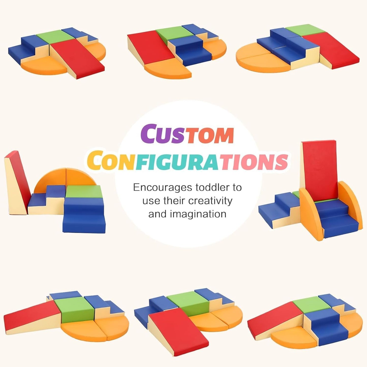 TODIBY 6-Piece Set Soft PU Leather Baby Climbing Toys for Toddlers, Foam Blocks Climber Play Equipment, Indoor Climb and Crawl Activity Play Set (Classic Color)