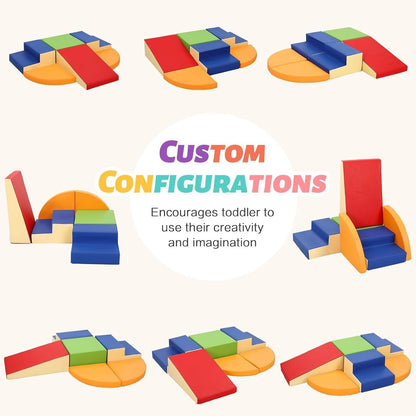 TODIBY 6-Piece Set Soft PU Leather Baby Climbing Toys for Toddlers, Foam Blocks Climber Play Equipment, Indoor Climb and Crawl Activity Play Set (Classic Color)